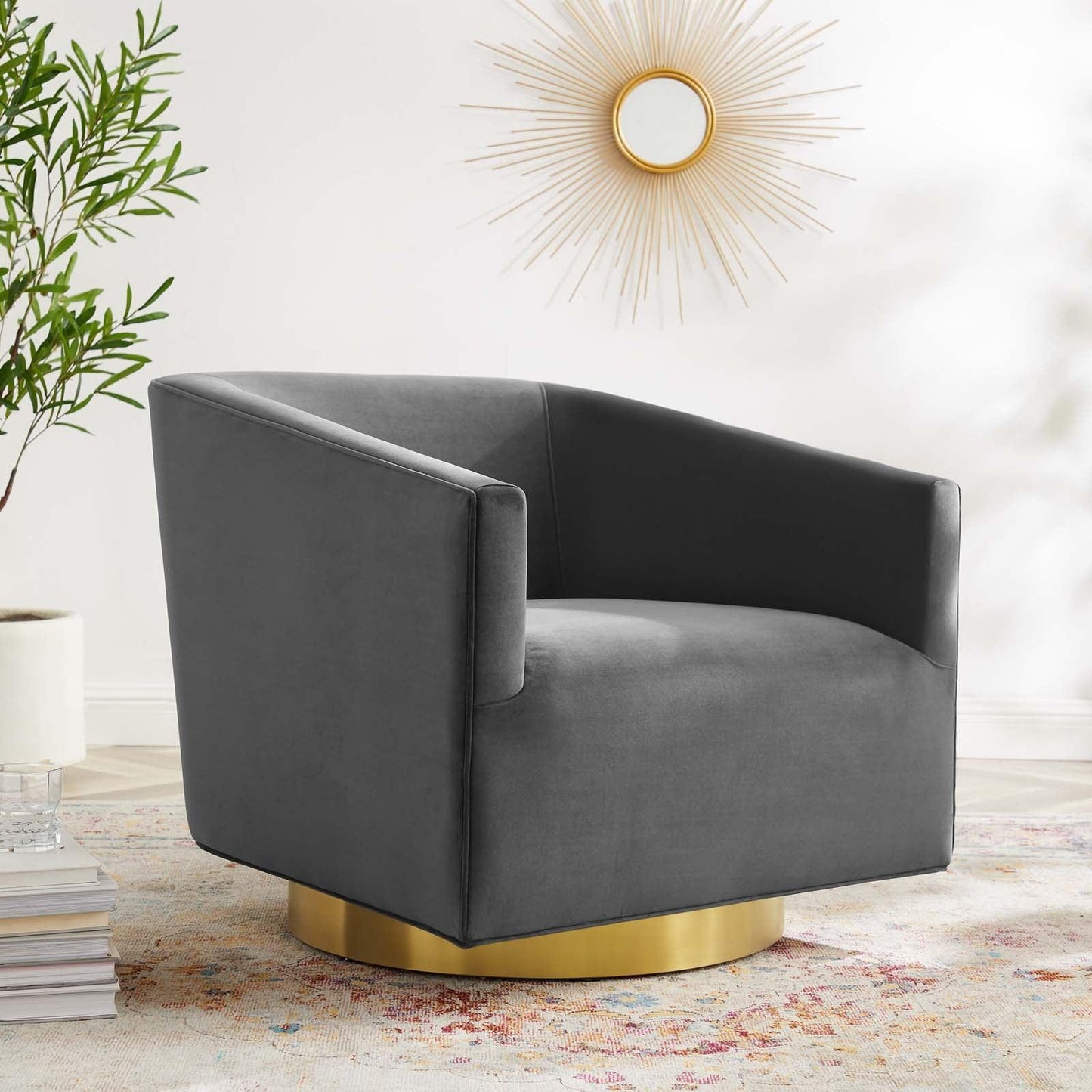 Twist Accent Lounge Performance Velvet Swivel Chair, EEI-4626 FredCo