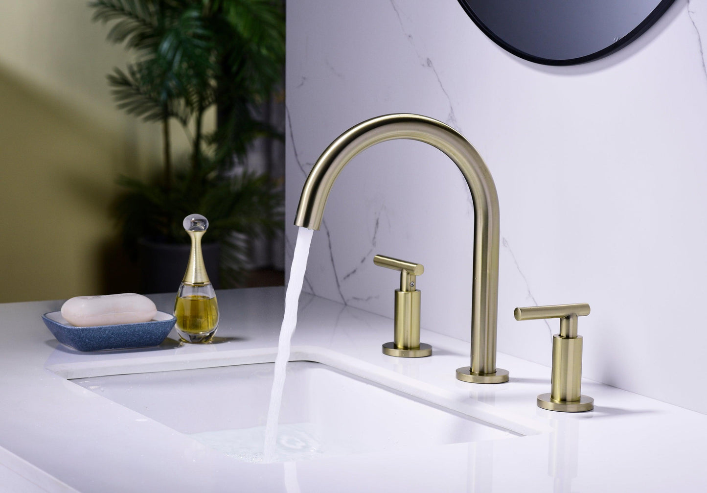 Two Handle High Arc Widespread Bathroom Sink Faucet 3 Hole FredCo