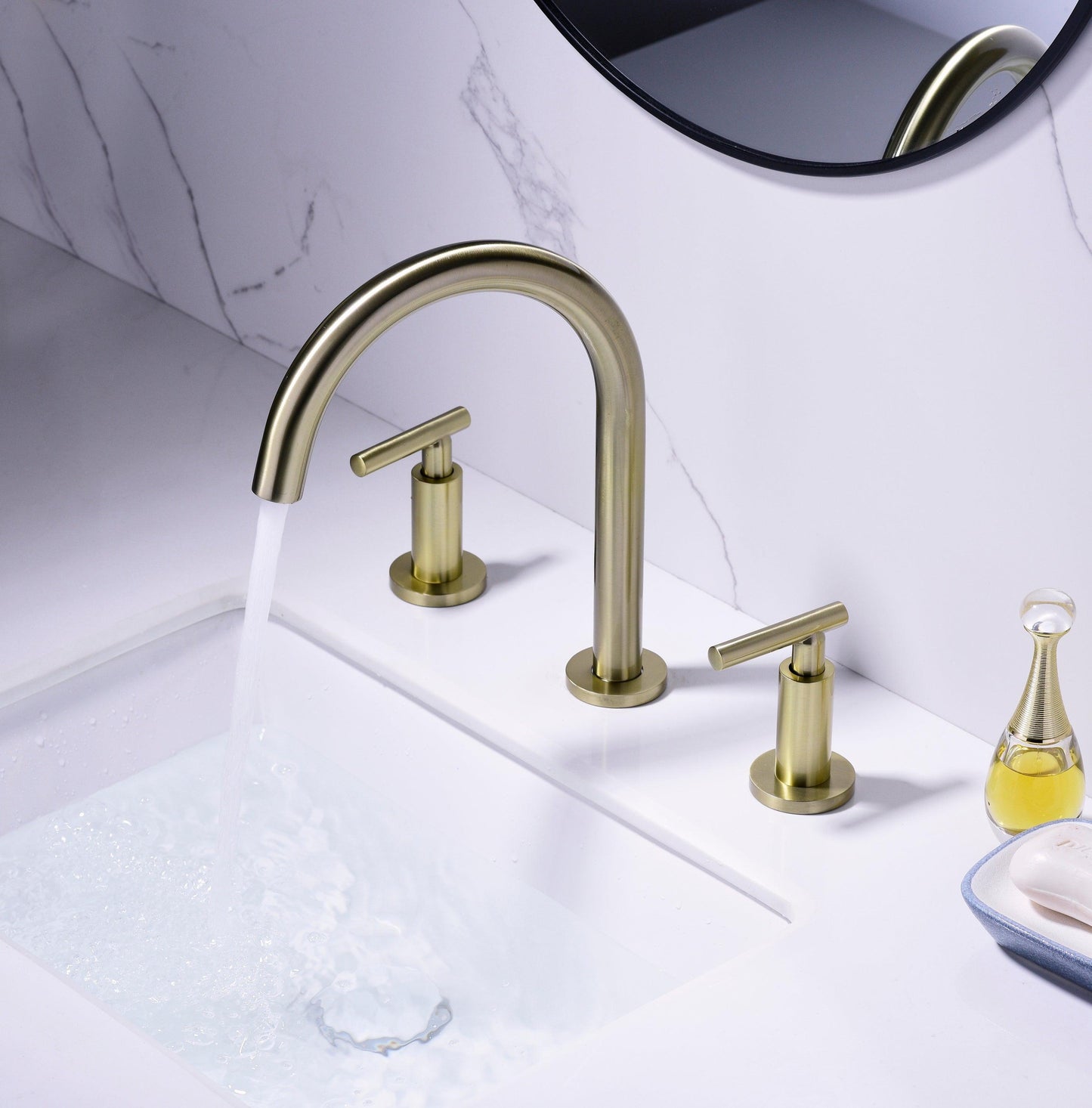 Two Handle High Arc Widespread Bathroom Sink Faucet 3 Hole FredCo