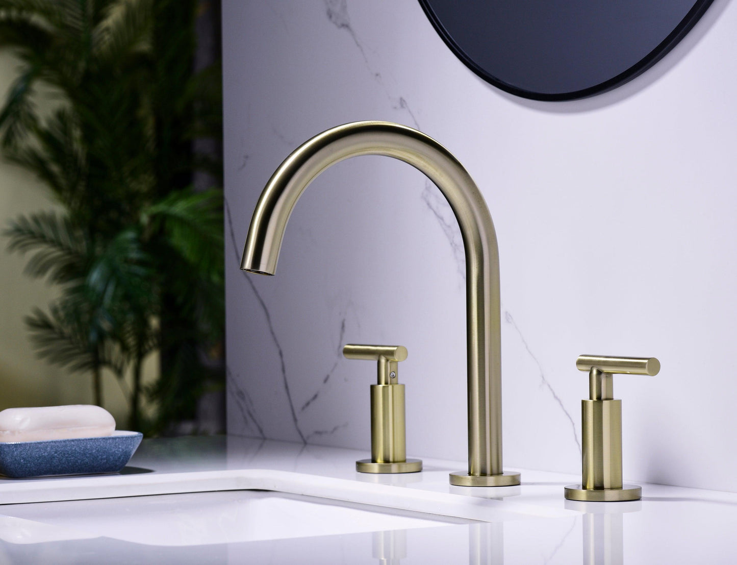 Two Handle High Arc Widespread Bathroom Sink Faucet 3 Hole FredCo
