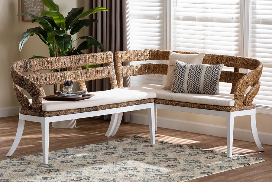 Ubud Seagrass Dining Nook Bench Set FredCo