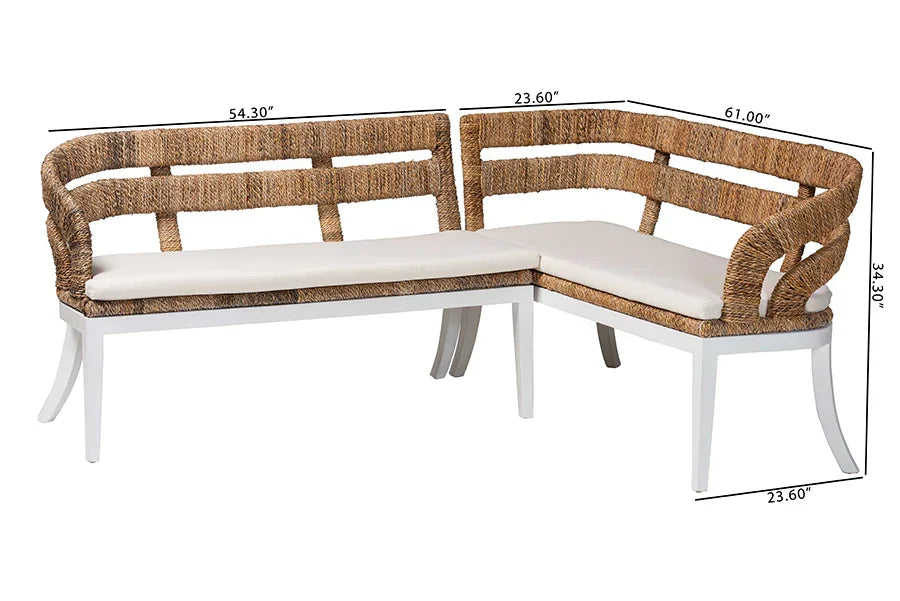 Ubud Seagrass Dining Nook Bench Set FredCo