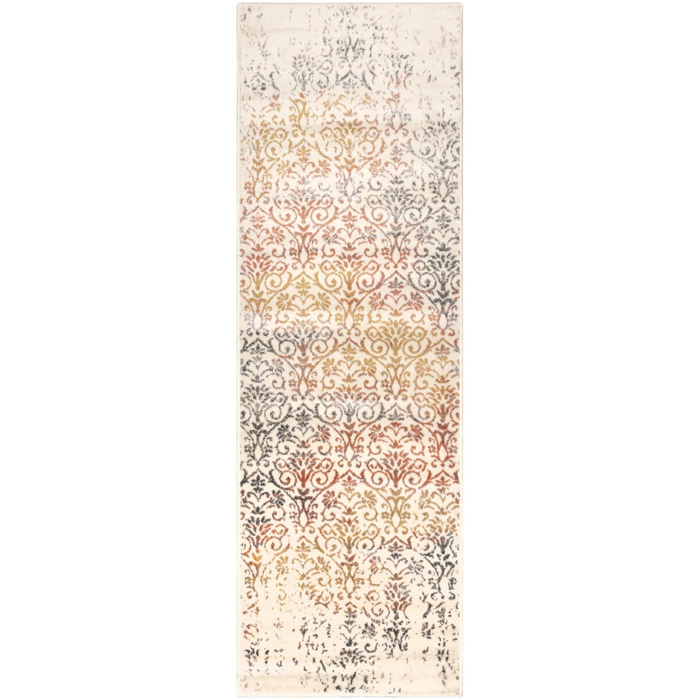 Ulani Contemporary Oriental Distressed Damask Rug FredCo