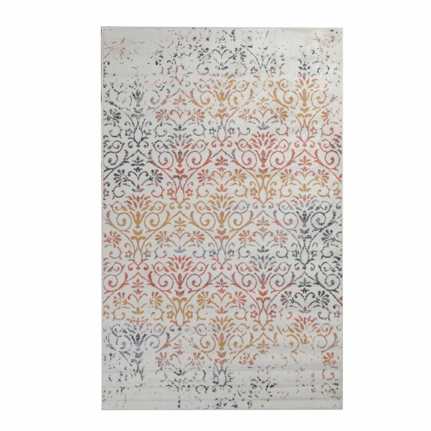 Ulani Contemporary Oriental Distressed Damask Rug FredCo