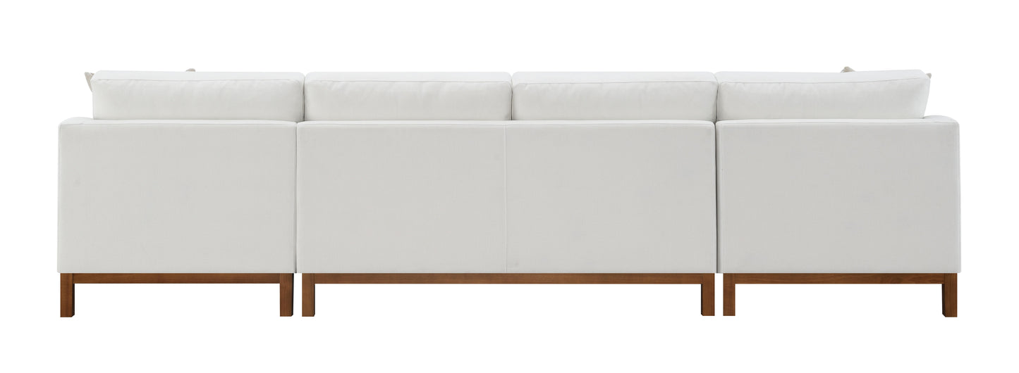 Valiant Ivory Chenille Sectional Sofa W/4 Pillows FredCo