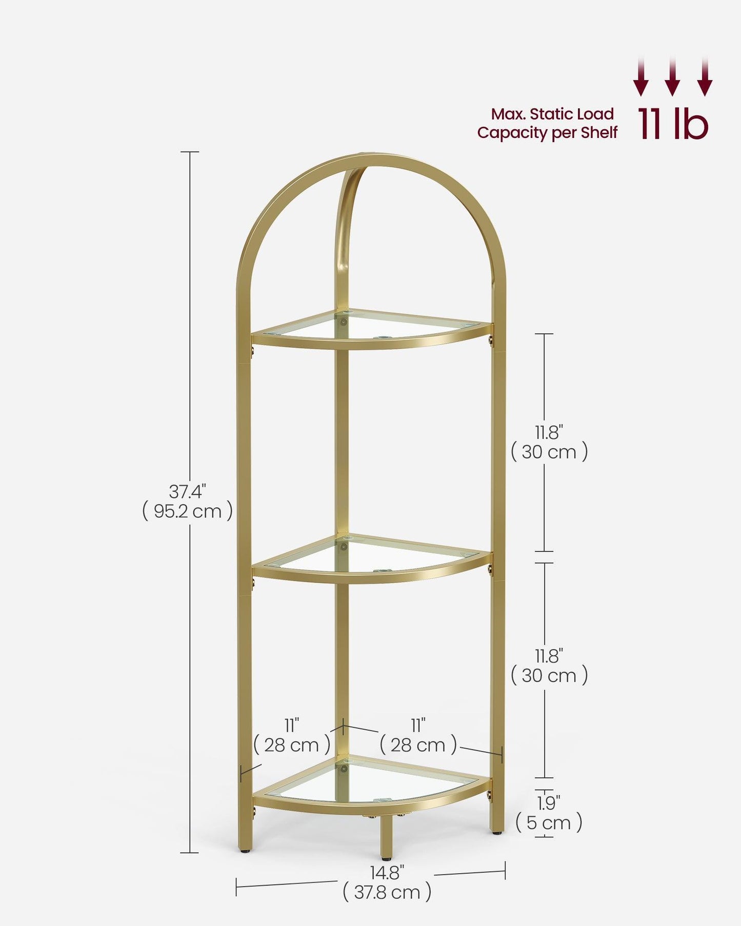 VASAGLE 3-Tier Corner Shelf Stand FredCo