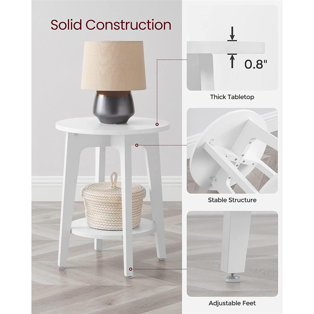 VASAGLE Round End Table with Lower Shelf FredCo