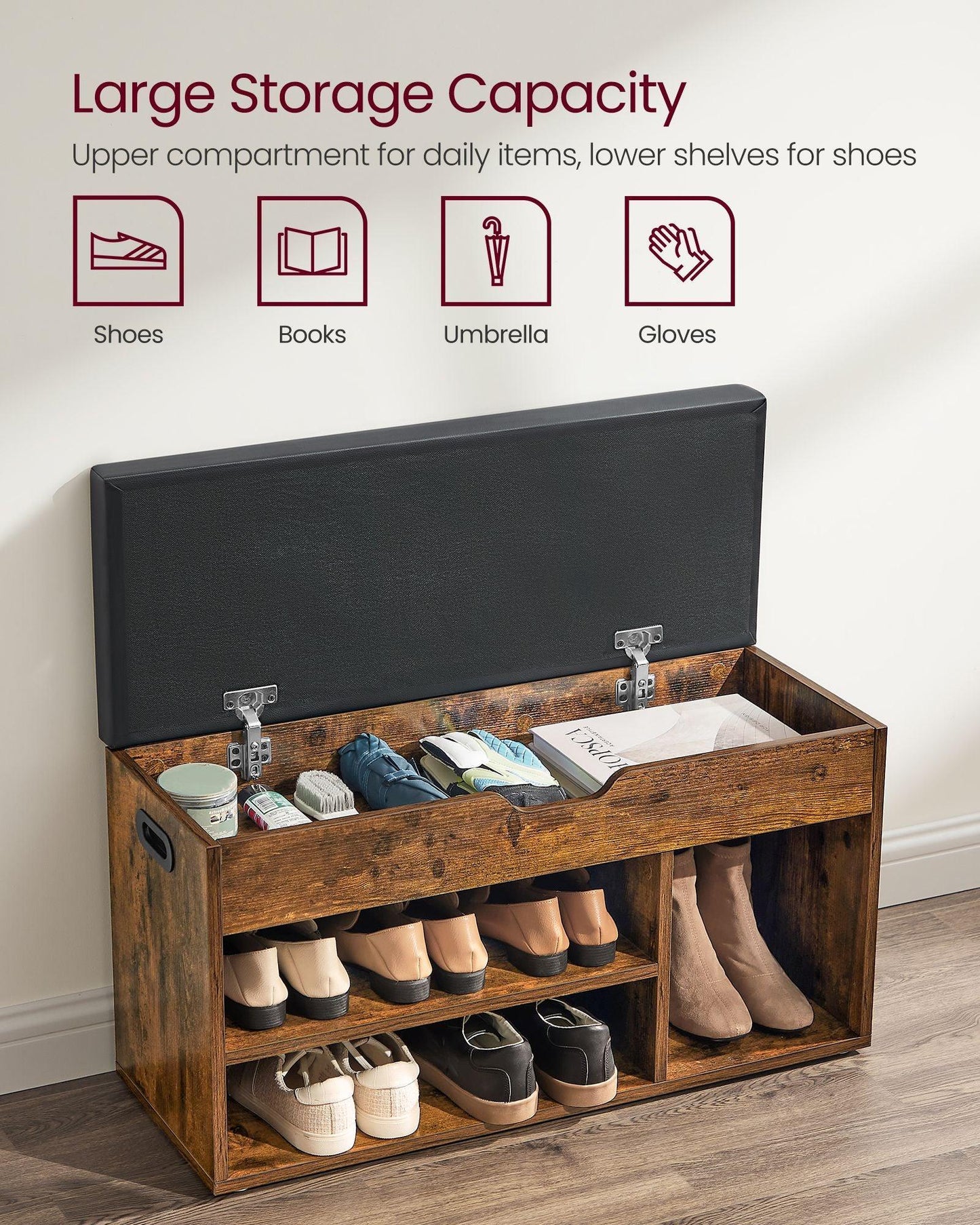 VASAGLE Storage Bench with Cushion FredCo