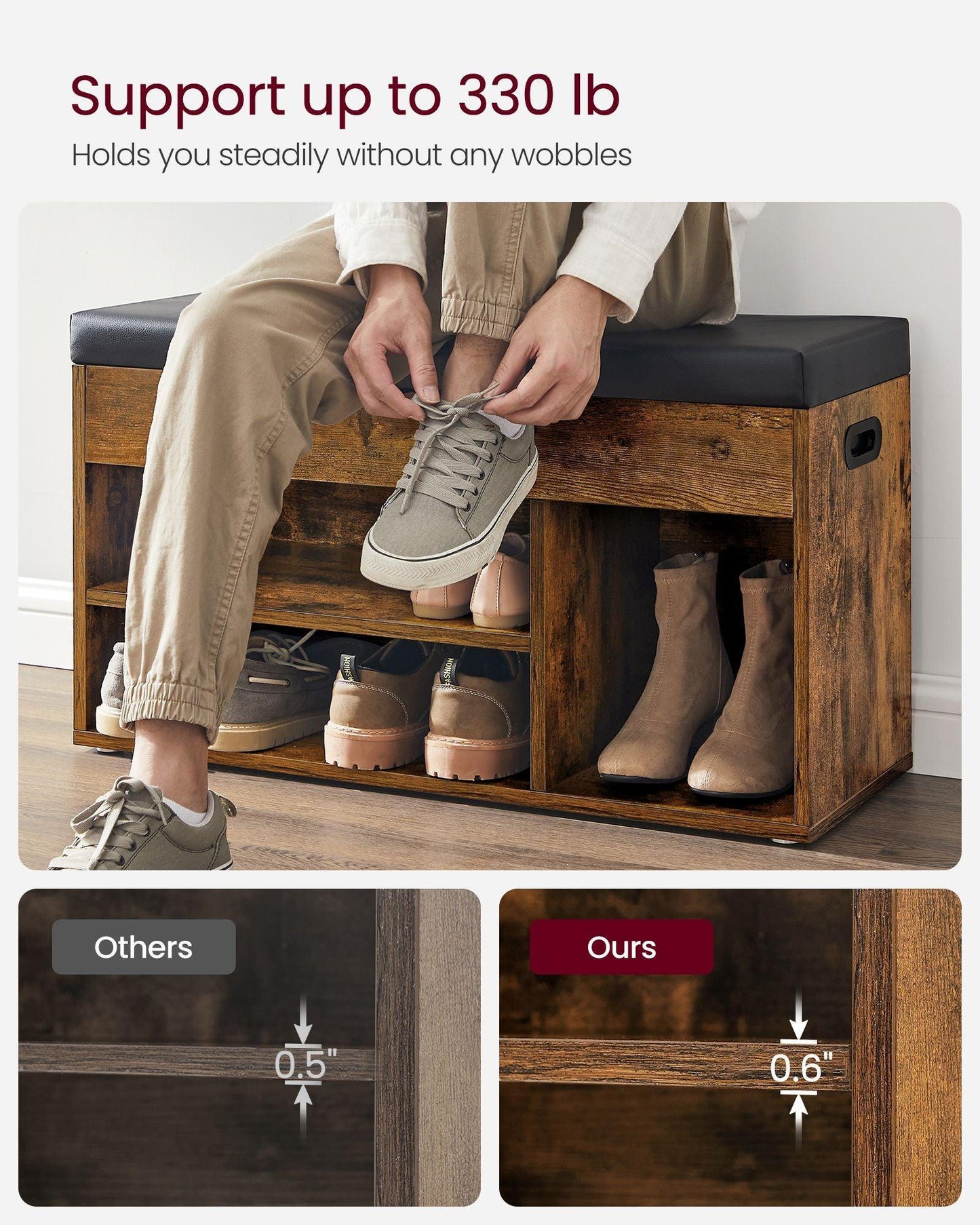 VASAGLE Storage Bench with Cushion FredCo