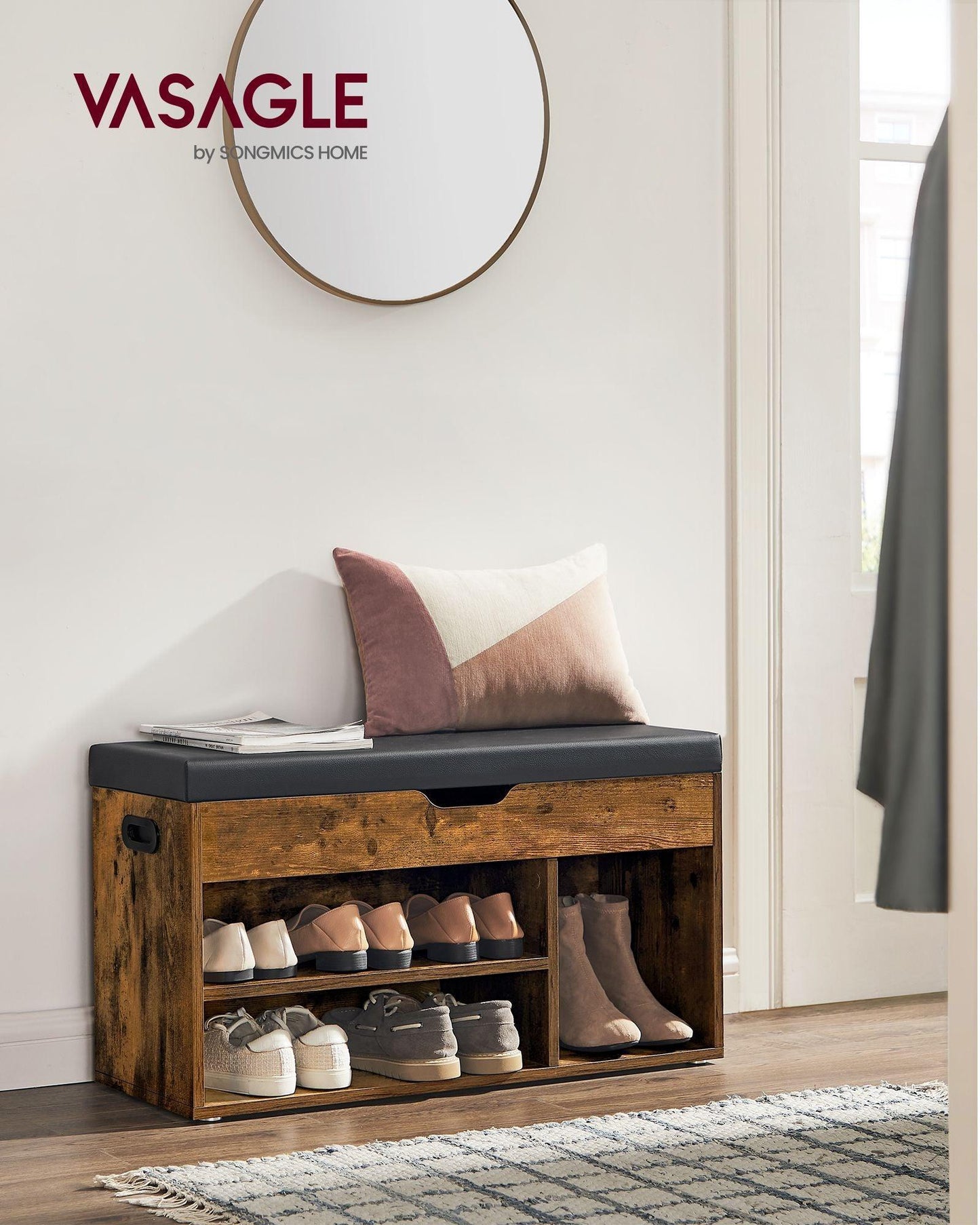 VASAGLE Storage Bench with Cushion FredCo