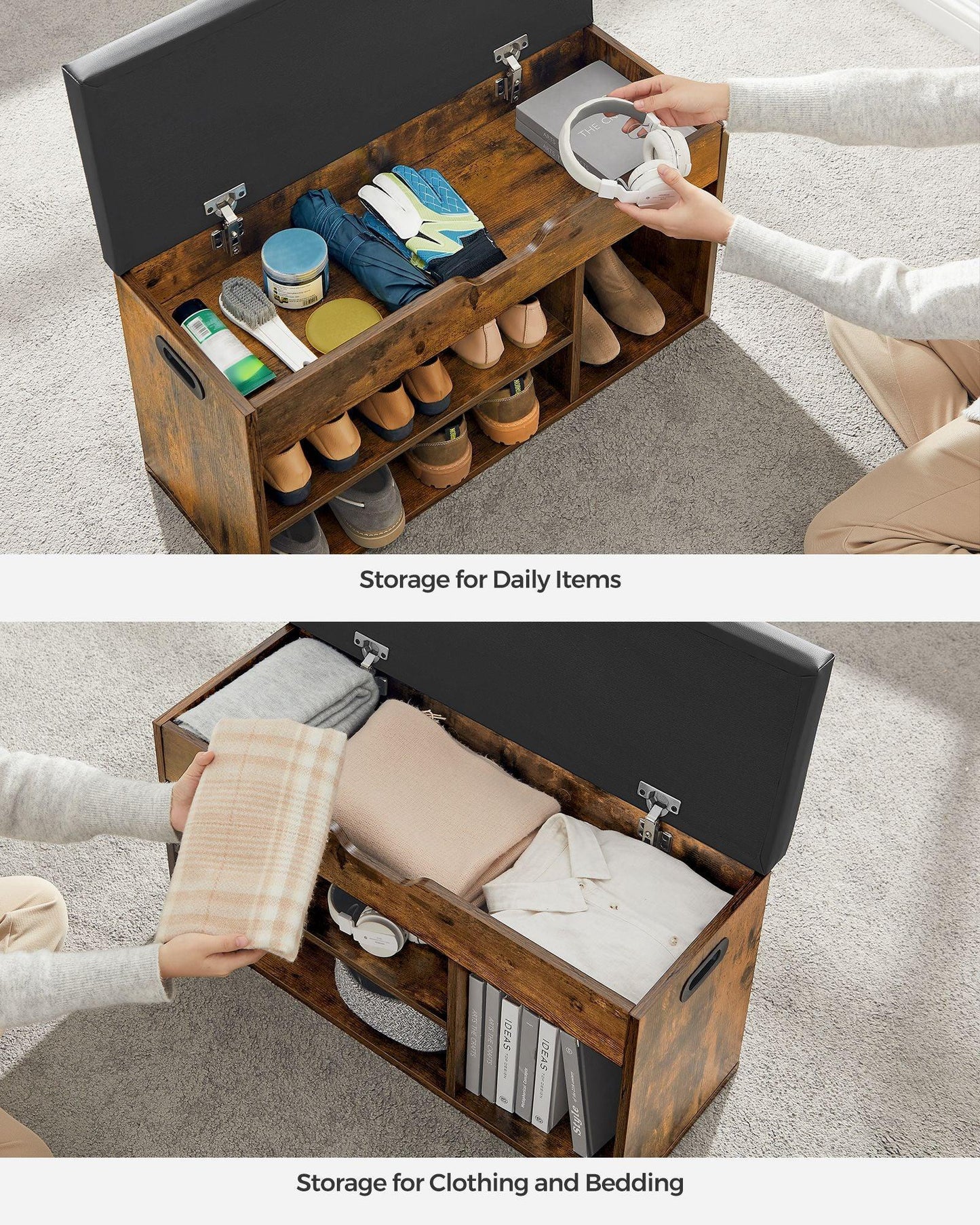 VASAGLE Storage Bench with Cushion FredCo