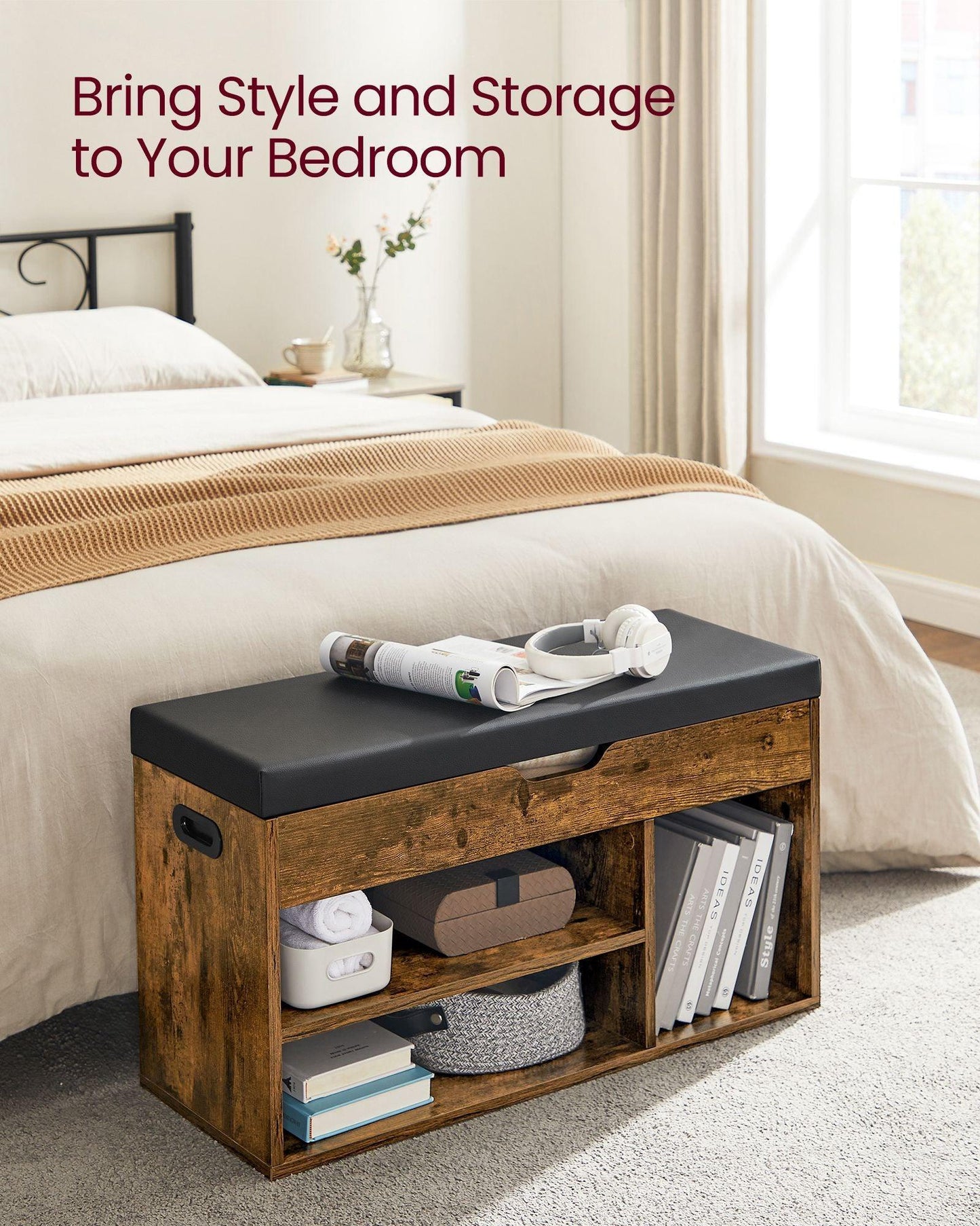 VASAGLE Storage Bench with Cushion FredCo