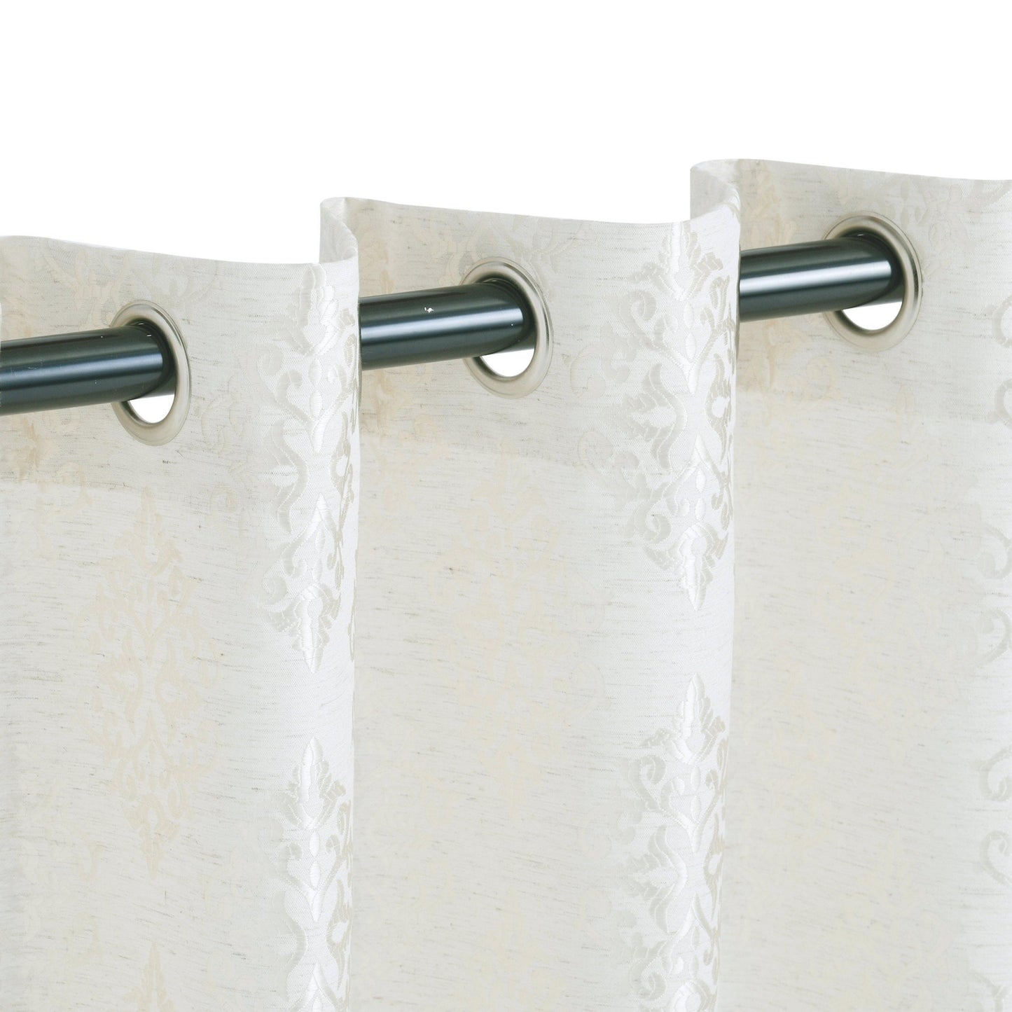 Venetian Damask Floral Jacquard Vintage Grommet Curtain Panel Set FredCo