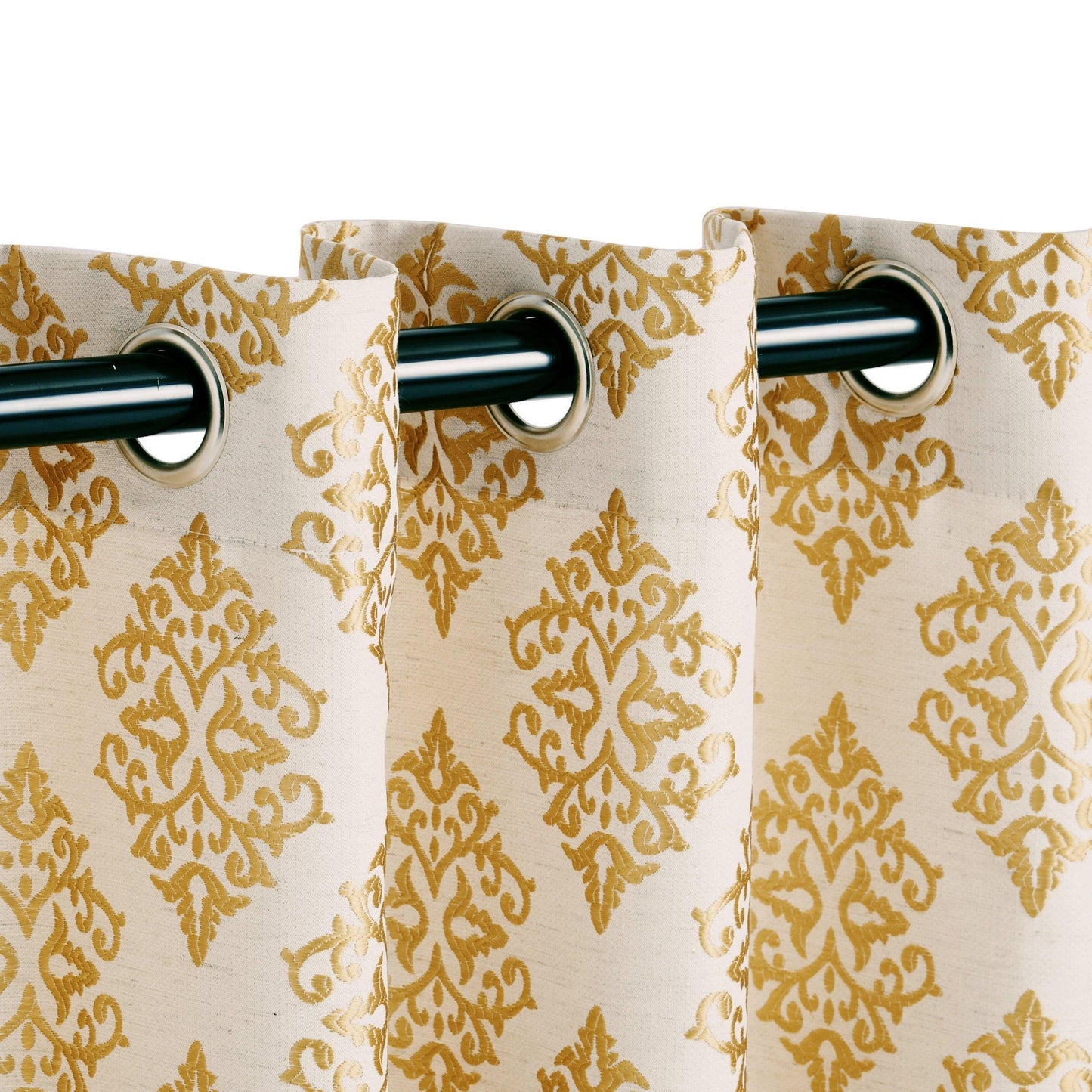Venetian Damask Floral Jacquard Vintage Grommet Curtain Panel Set FredCo