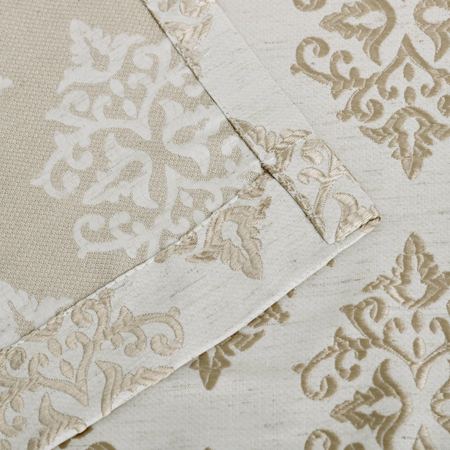 Venetian Damask Floral Jacquard Vintage Grommet Curtain Panel Set FredCo