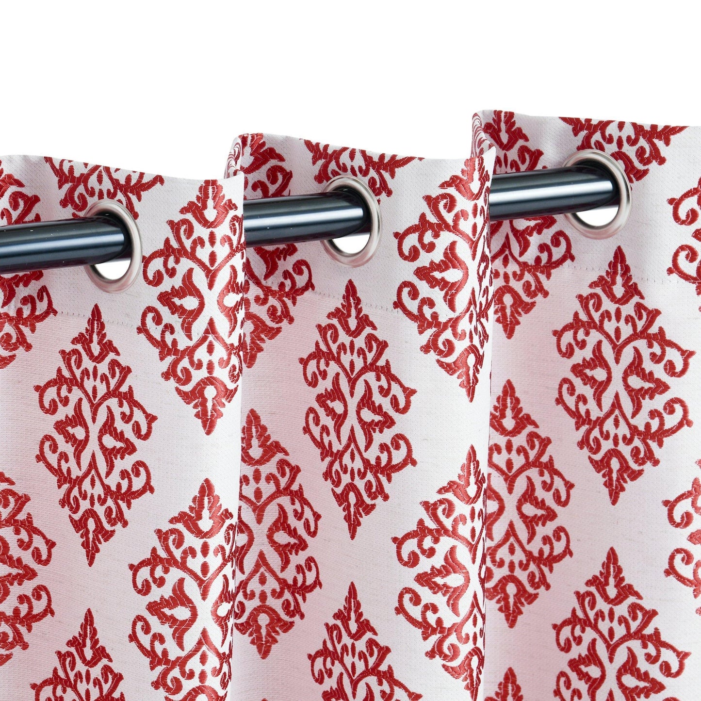 Venetian Damask Floral Jacquard Vintage Grommet Curtain Panel Set FredCo