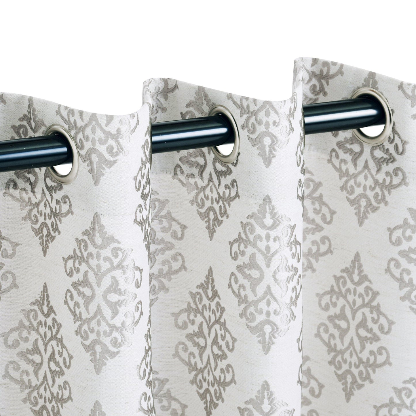 Venetian Damask Floral Jacquard Vintage Grommet Curtain Panel Set FredCo