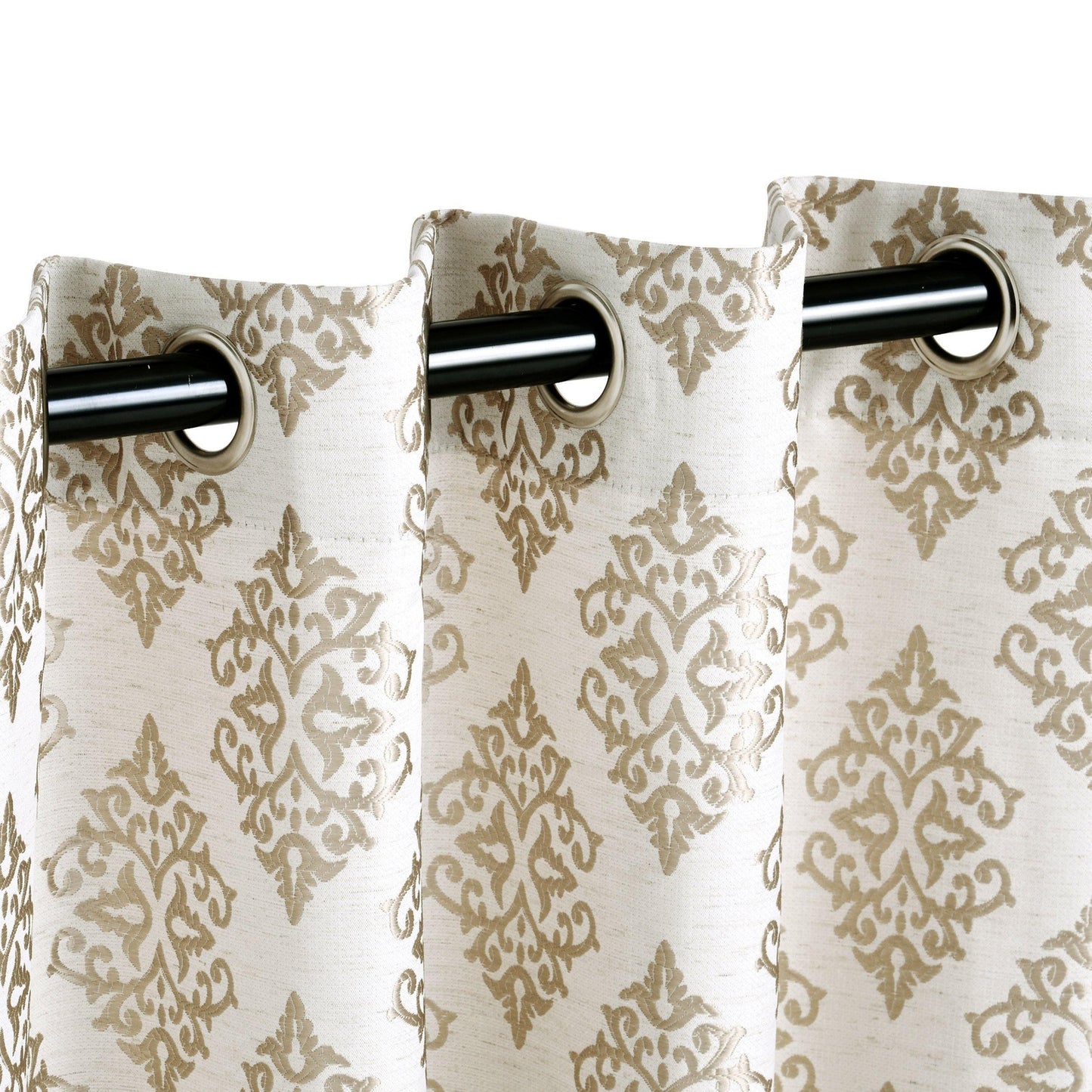 Venetian Damask Floral Jacquard Vintage Grommet Curtain Panel Set FredCo