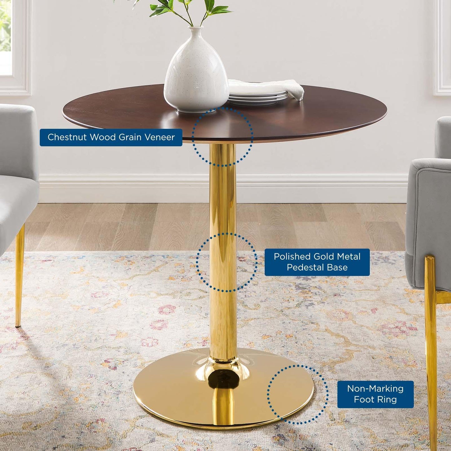 Verne 35" Dining Table, EEI-4738 FredCo