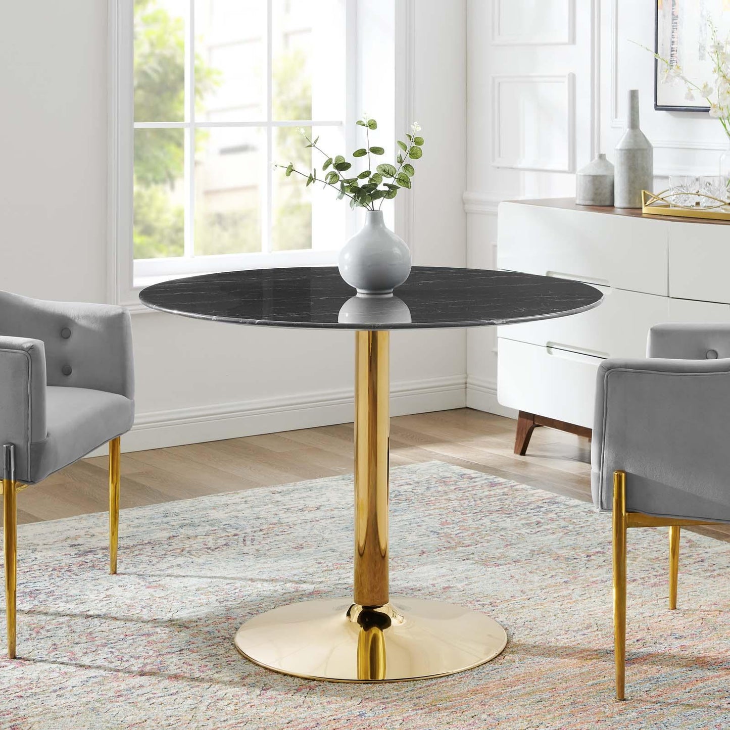Verne 40" Artificial Marble Dining Table, EEI-4757 FredCo