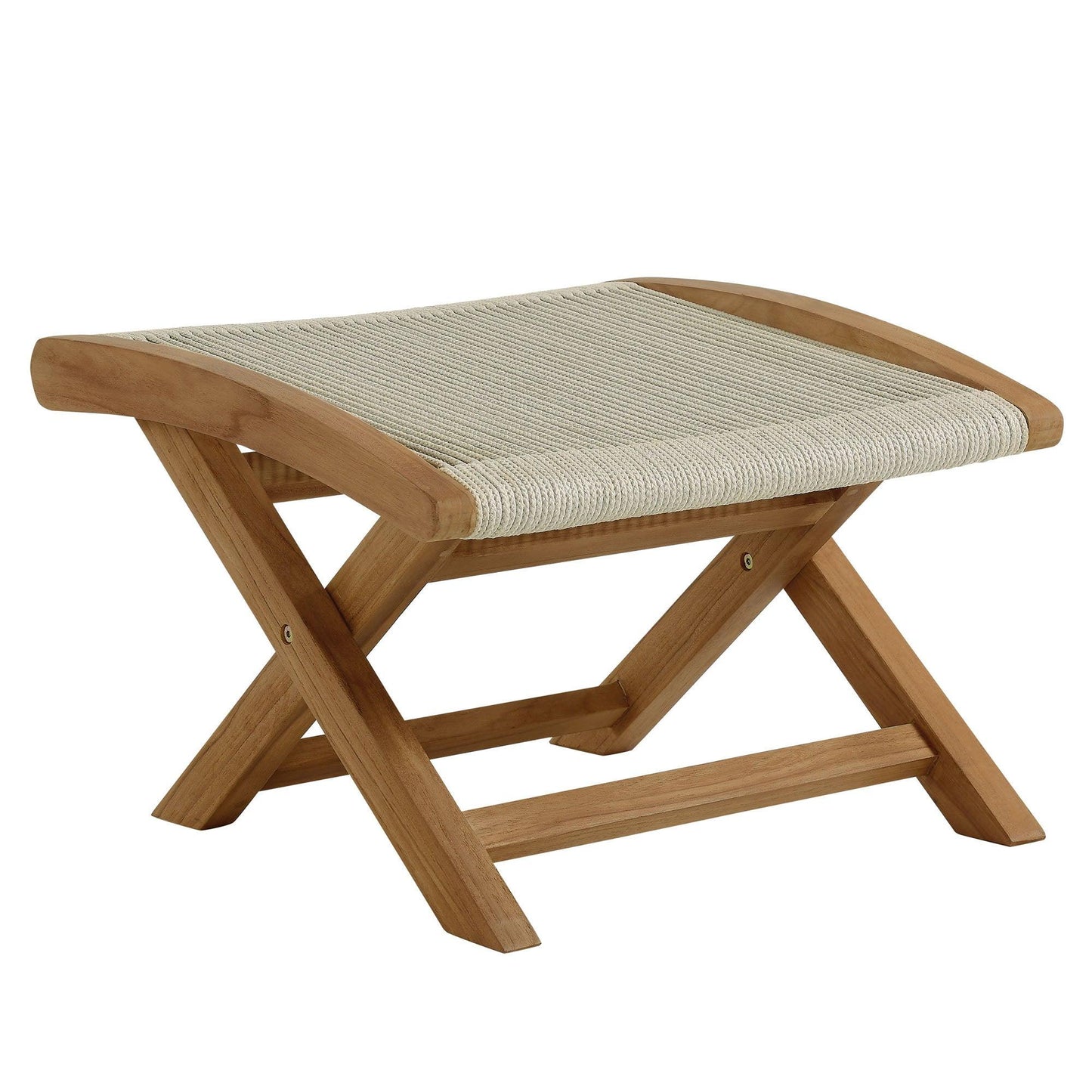 Vienna Outdoor Patio Teak and Rope Folding Ottoman by Modway FredCo