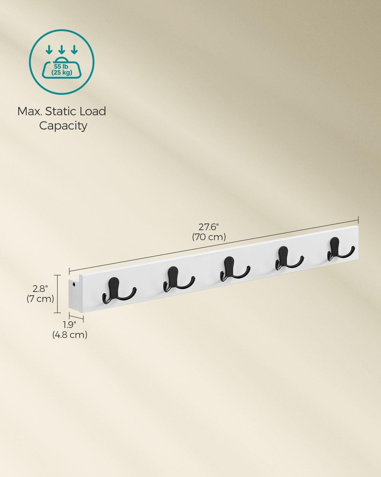 Wall-Mounted Coat Rack with 5 Hooks Cloud White FredCo