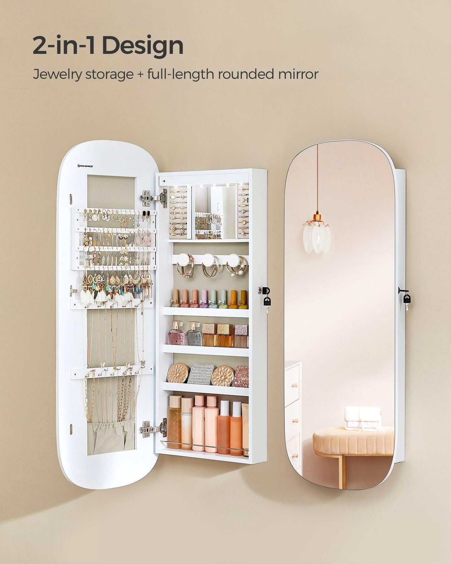 Wall Mounted Jewelry Organizer with Mirror FredCo