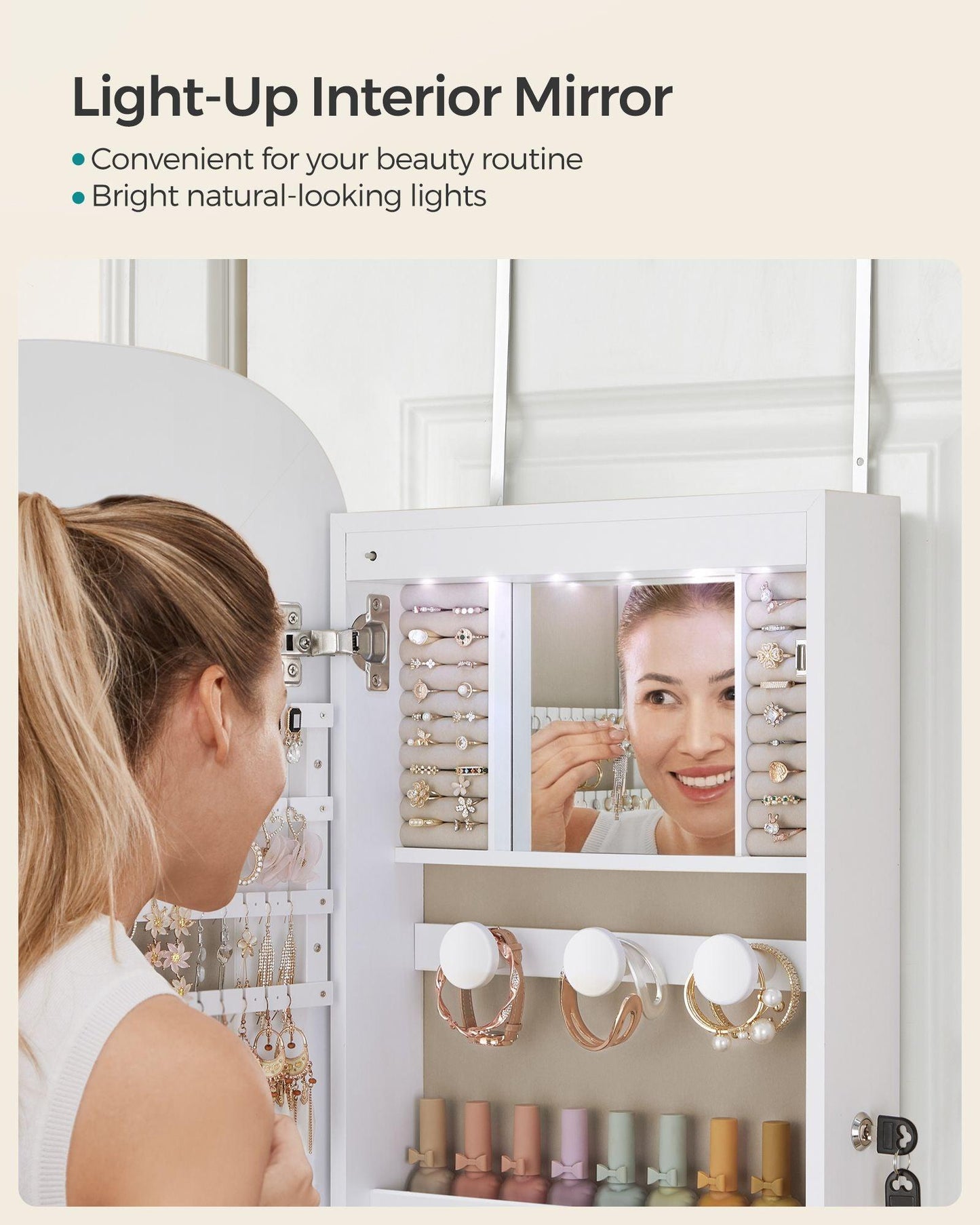 Wall Mounted Jewelry Organizer with Mirror FredCo