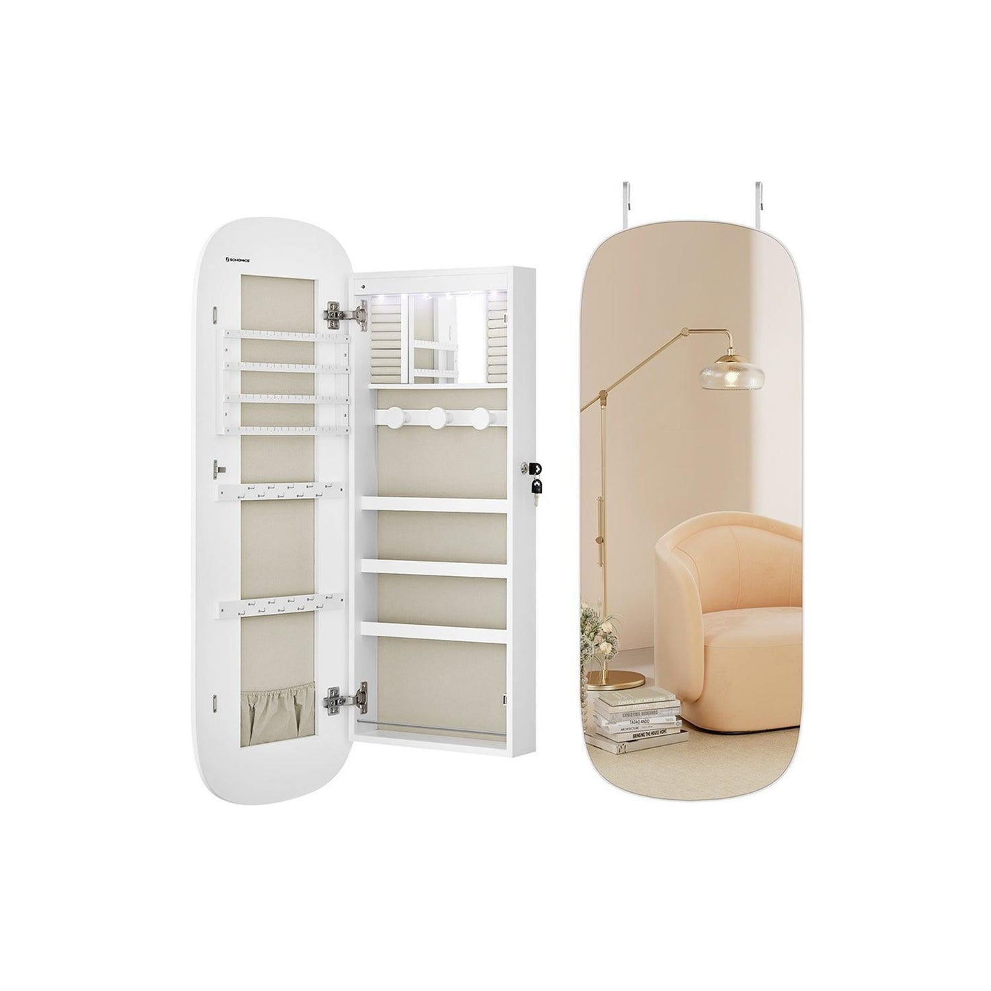 Wall Mounted Jewelry Organizer with Mirror FredCo