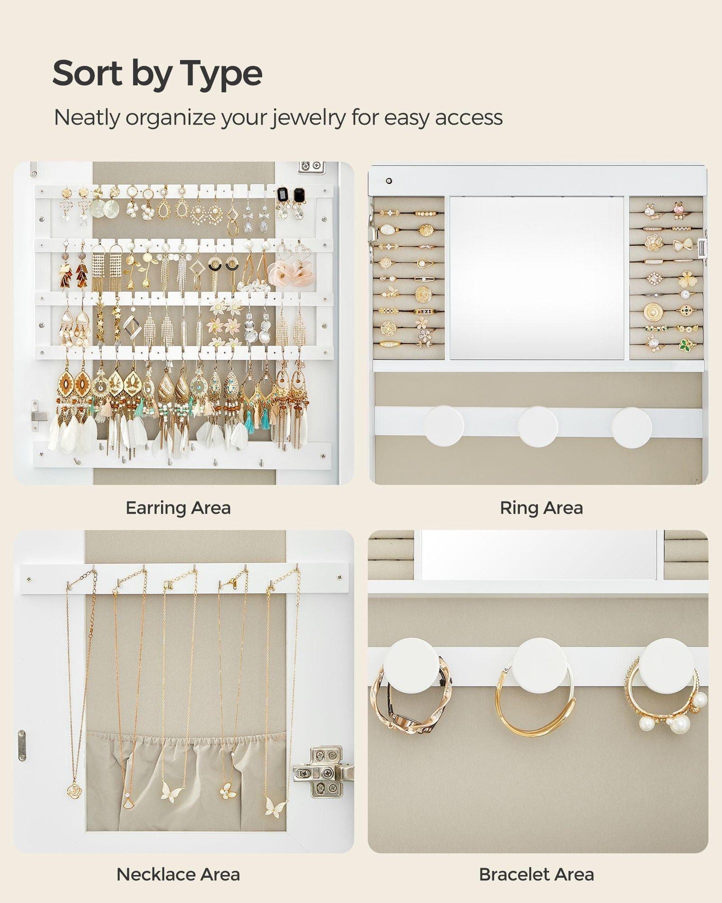 Wall Mounted Jewelry Organizer with Mirror FredCo