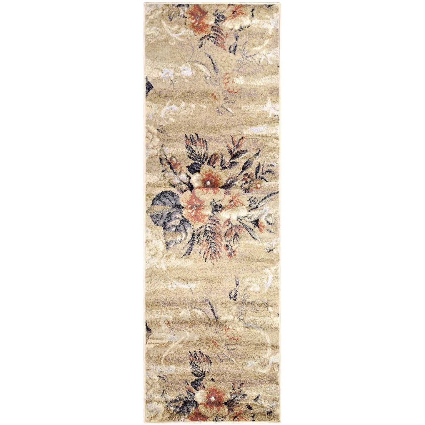 Washed Floral Transitional French Design Distressed Rug FredCo