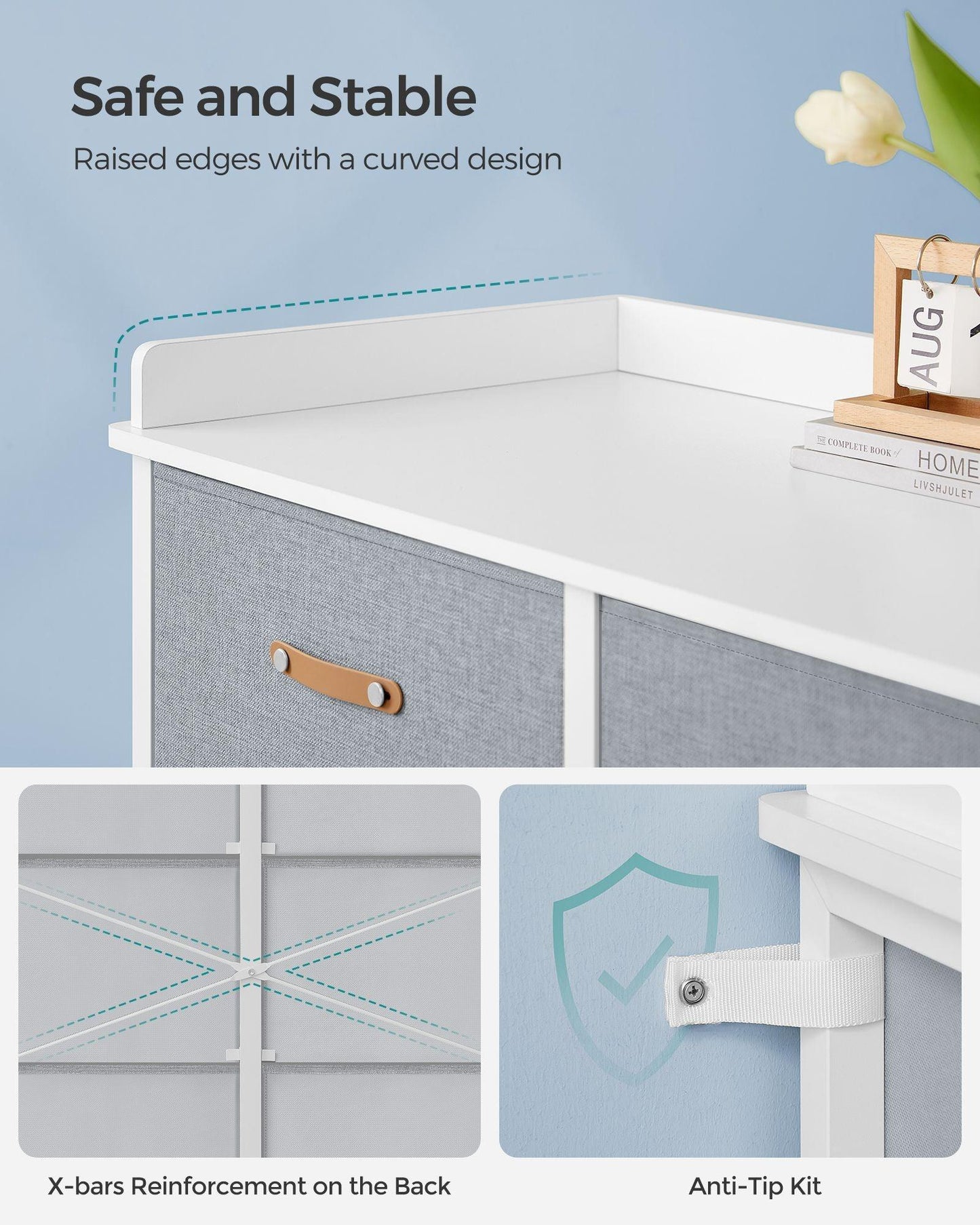 Water-Resistant Kids Dresser with 6 Drawers Dove Gray FredCo