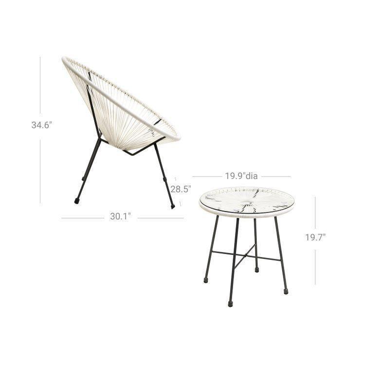 White 3-Piece Outdoor Acapulco Chair FredCo