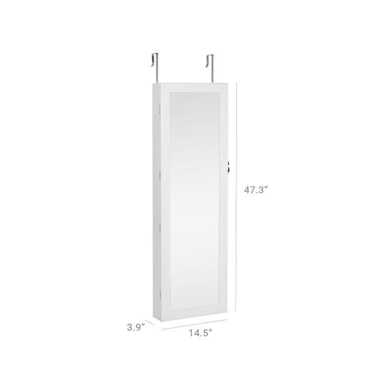 White Hanging Jewelry Armoire FredCo