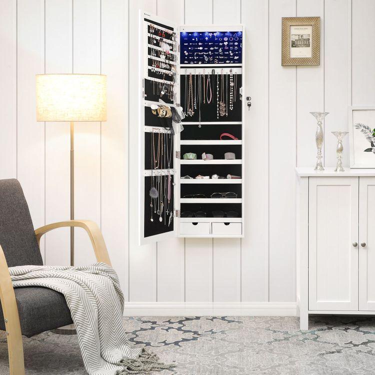 White Hanging Jewelry Armoire FredCo