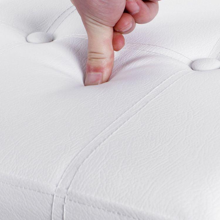 White Tufted Storage Ottoman FredCo