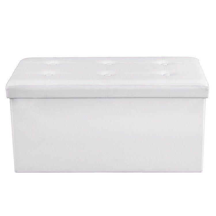 White Tufted Storage Ottoman FredCo