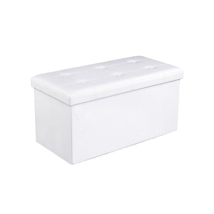White Tufted Storage Ottoman FredCo