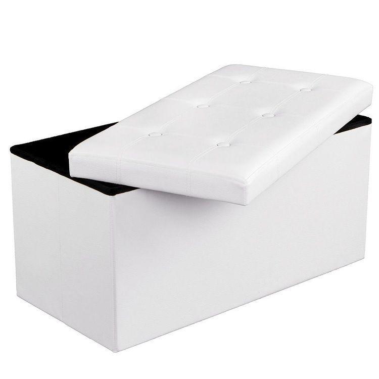 White Tufted Storage Ottoman FredCo