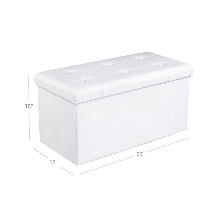 White Tufted Storage Ottoman FredCo