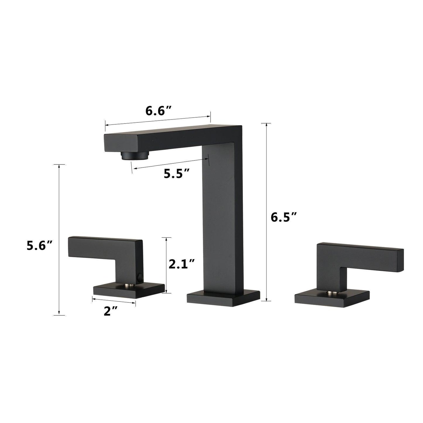 Widespread 2-Handle High-Arc Bathroom Faucet Matte Black FredCo