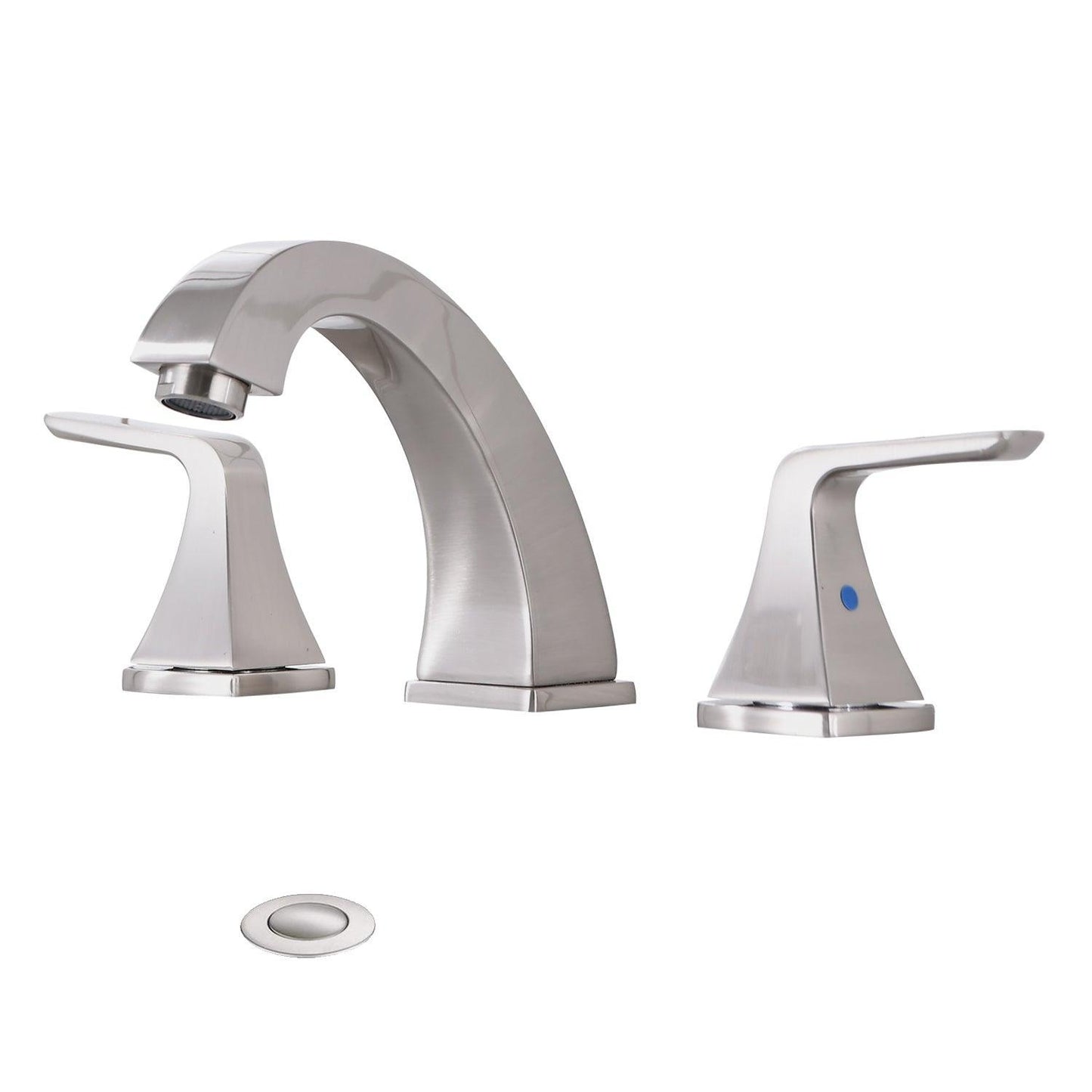 Widespread 2 Handles Bathroom Faucet with Pop Up Sink Drain, Nickel FredCo