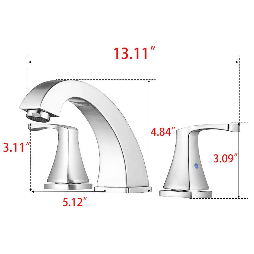 Widespread 2 Handles Bathroom Faucet with Pop Up Sink Drain, Nickel FredCo