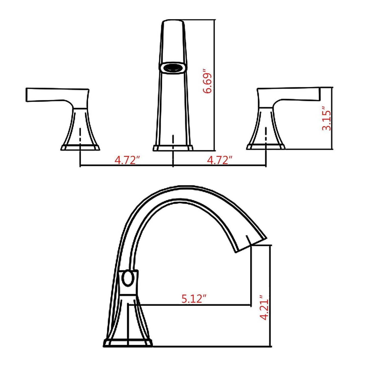 Widespread Bathroom Sink Faucets Two Handle 3 Hole with Drain Assembly FredCo