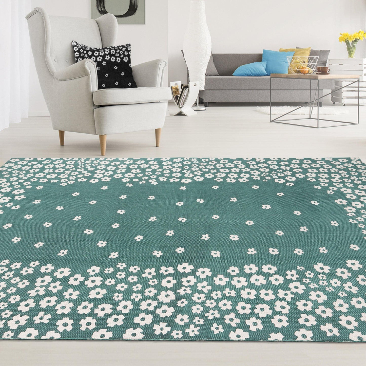 Wildflower 100% Cotton Rug, Environment Friendly Area Rugs FredCo