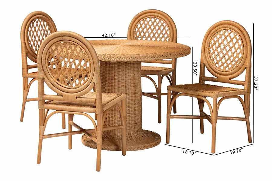 Winslow Natural Rattan Dining Set FredCo