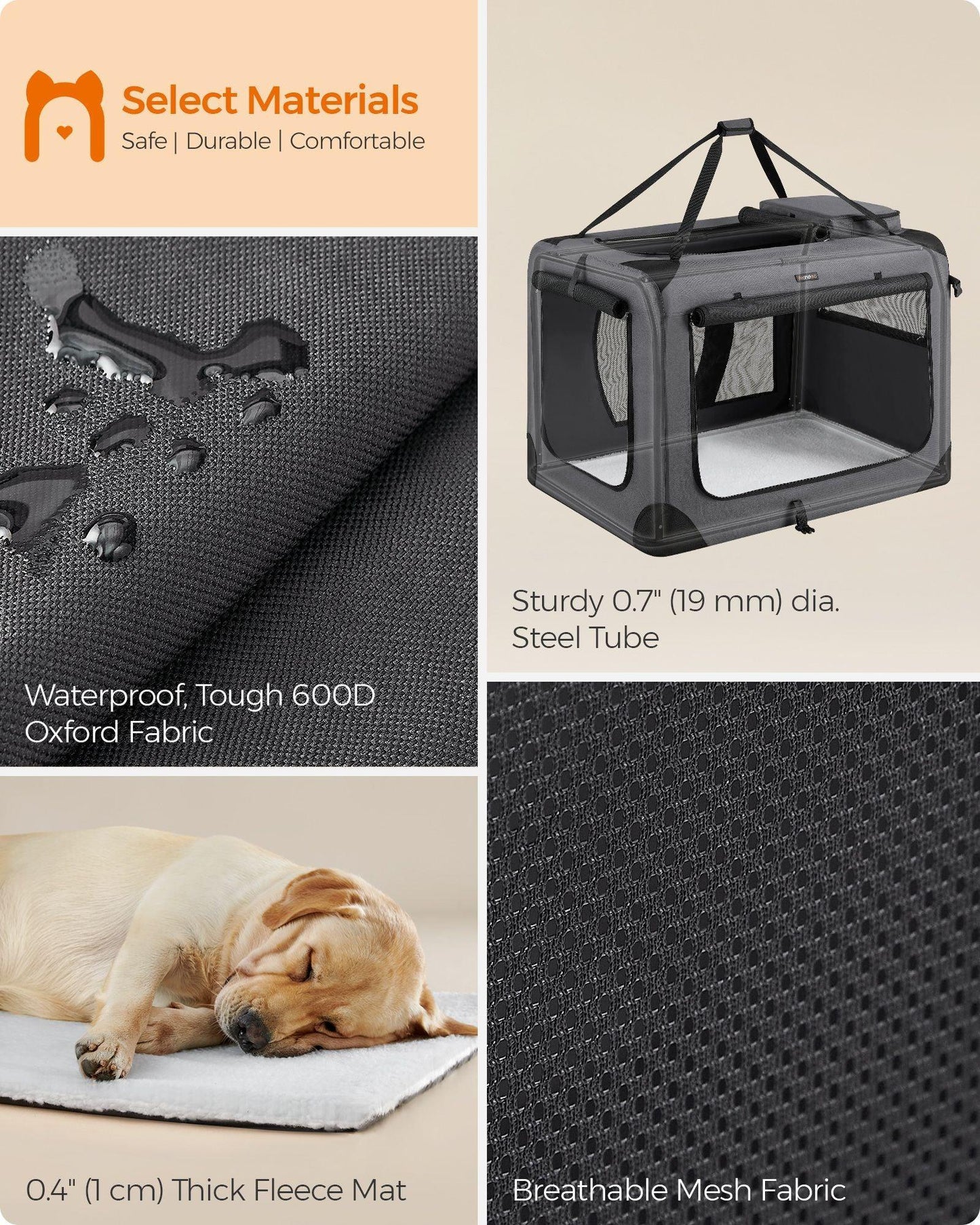 XXXL Collapsible Dog Crate Gray FredCo