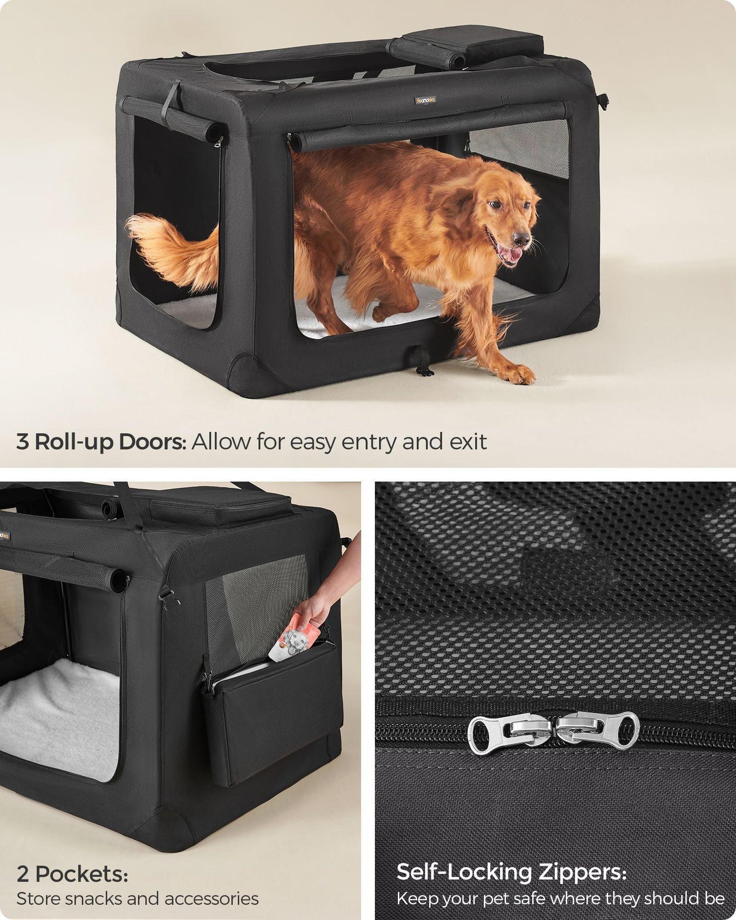 XXXXL Collapsible Dog Crate Ink Black FredCo