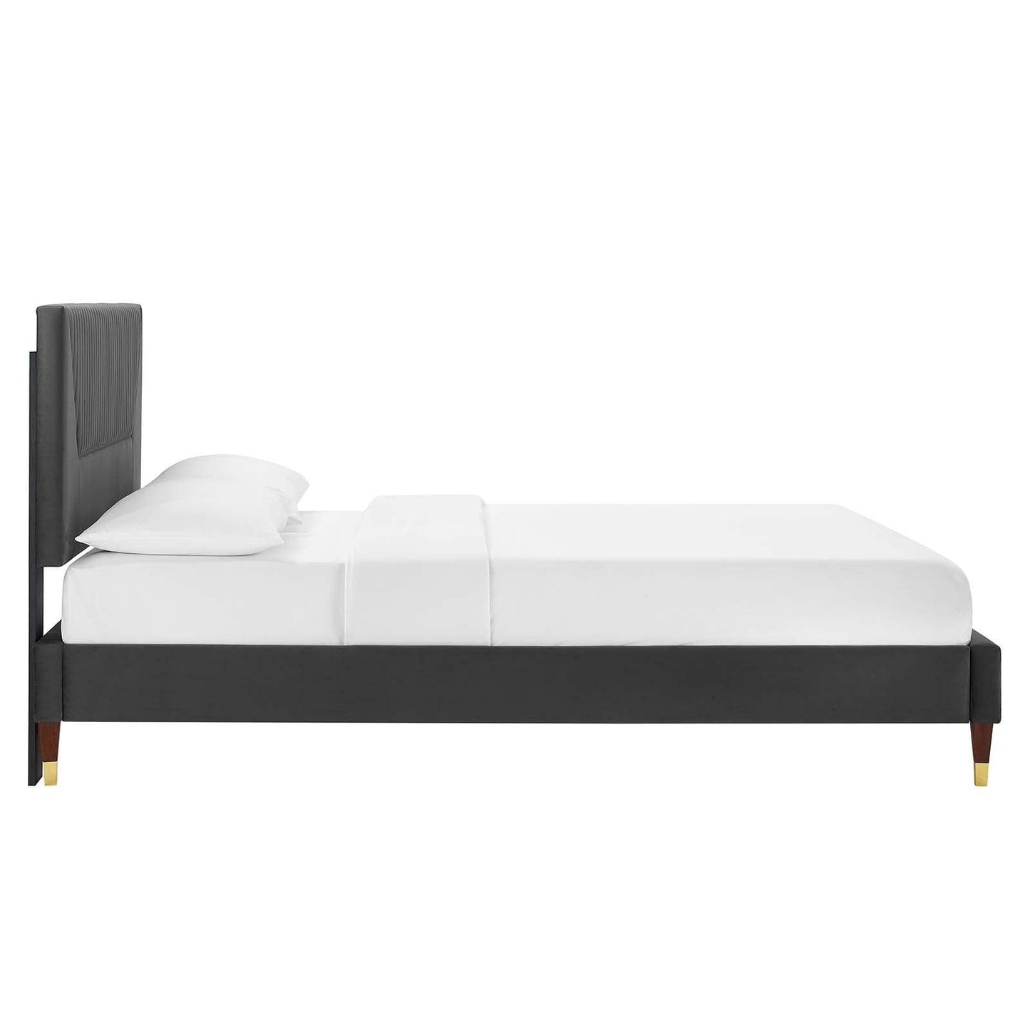 Yasmine Channel Tufted Performance Velvet Twin Platform Bed, MOD-6988 FredCo