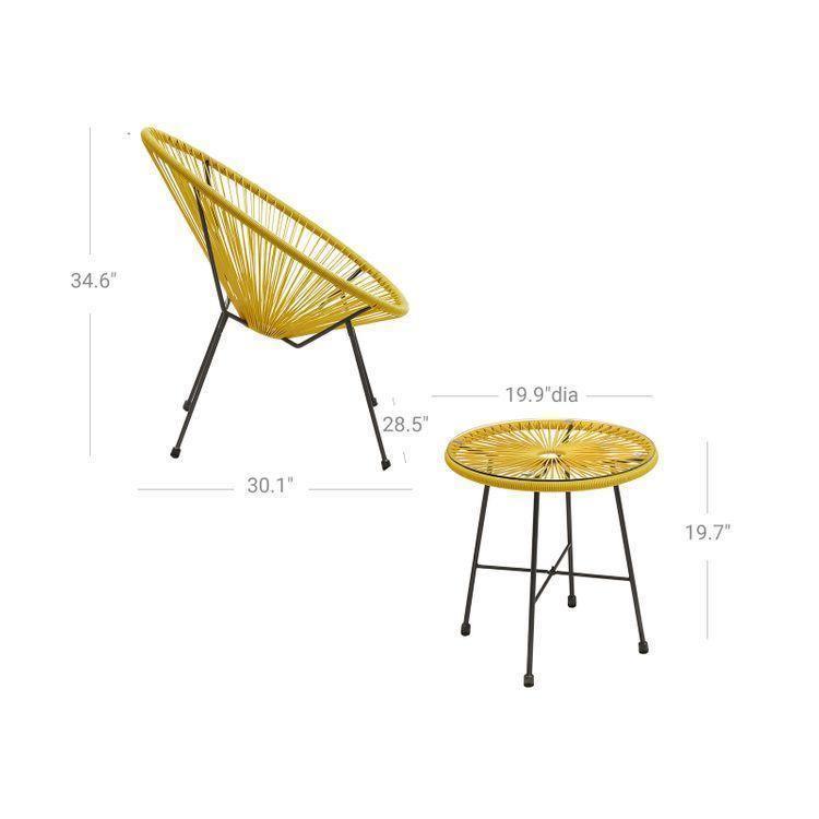 Yellow 3-Piece Outdoor Acapulco Chair FredCo